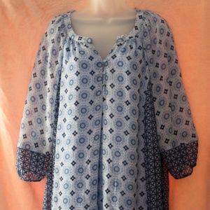 Blue Patterned Blouse